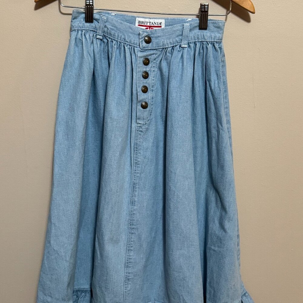 Vintage 1980s Brittania Denim Junior's Skirts | 100% Cotton | Junior’s Large